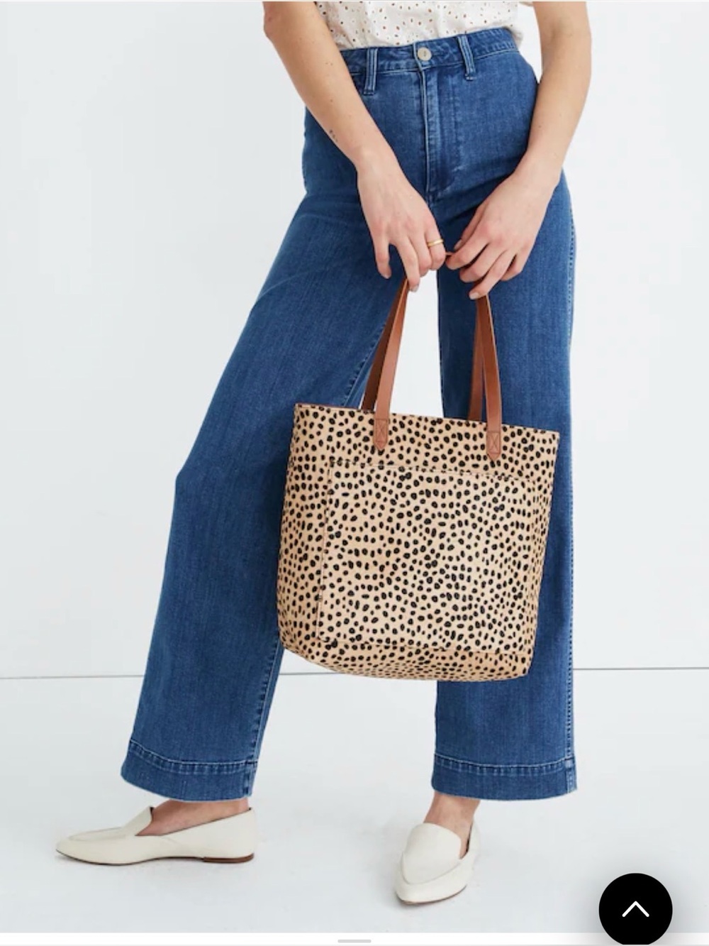 Madewell Spotted Haircalf Tote with Brown Leather Trim